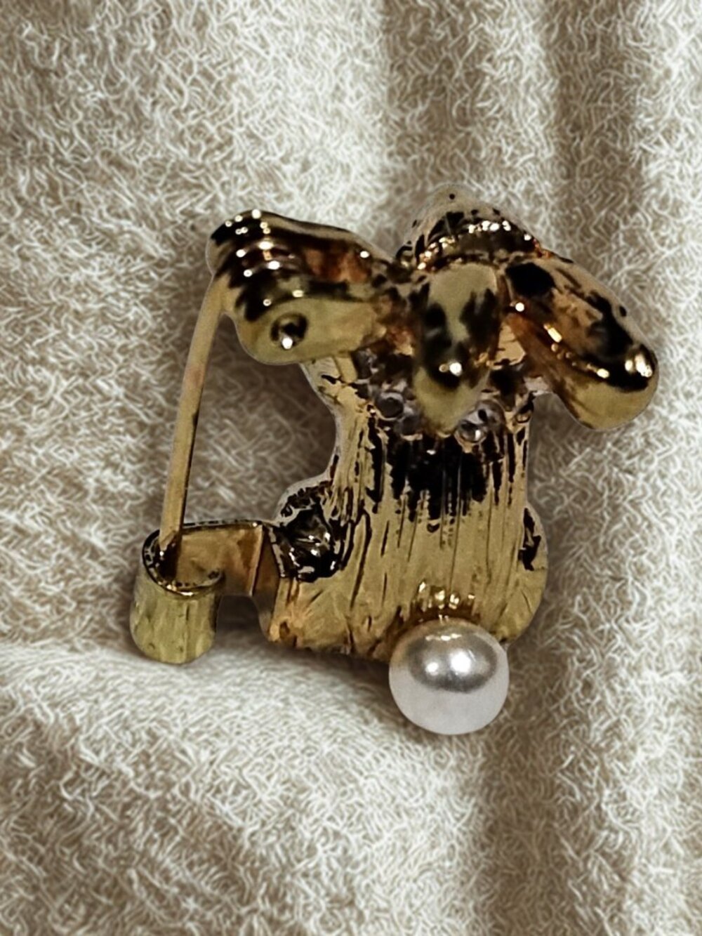 Vintage Style Jewelry Mini 1" Cute Rabbit Pearl Tail Brooch Pin